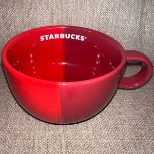 NWOT 2021 Starbucks Holiday Two Tone Red Soup, Coffee Tea Mug/Cup 16oz Wide Brim